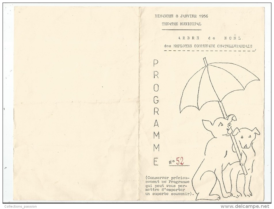 Programme , 1956 , Arbre De NOËL Des Employés Communaux CHATELLERAUDAIS , 2 Scans - Programmes