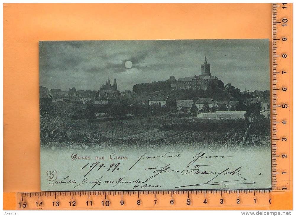 CLEVE: Lithographie , Gruss, Panorama Effet Nuit - Kleve