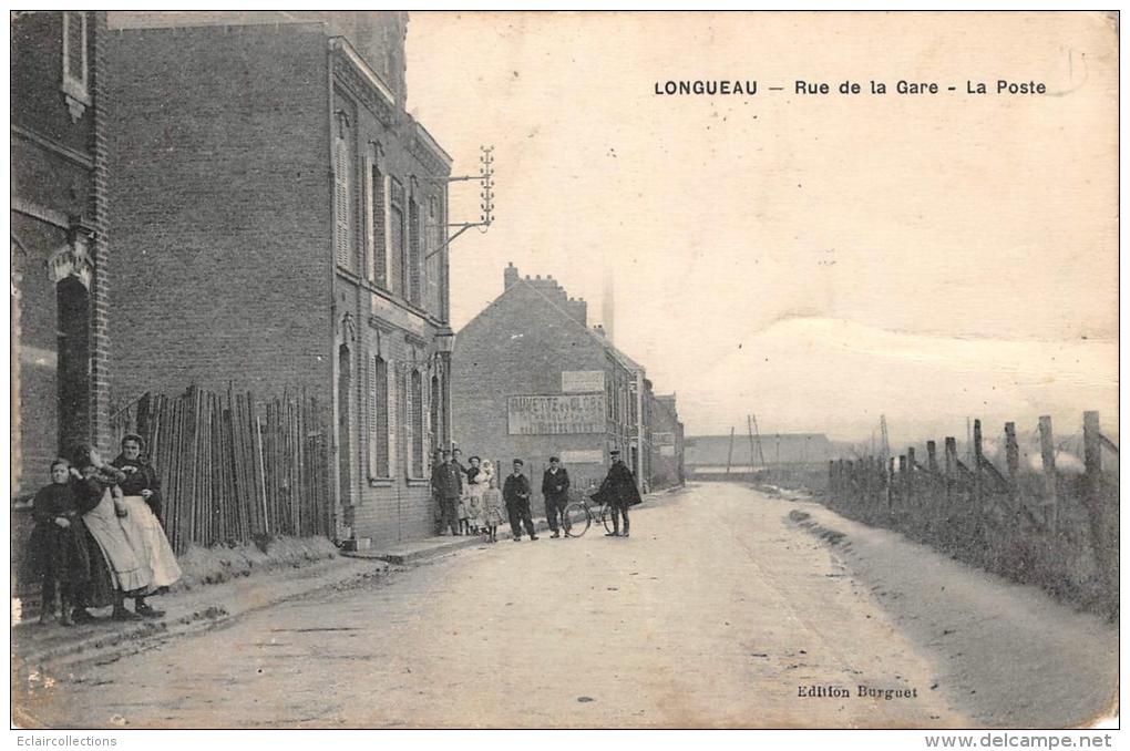 Longueau   80  Rue De La Gare Et La Poste  (trace De Plis) - Longueau