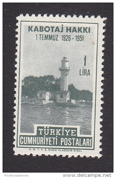 Turkey, Scott #1046, Mint Hinged, Lighthouse, Issued 1951 - Neufs