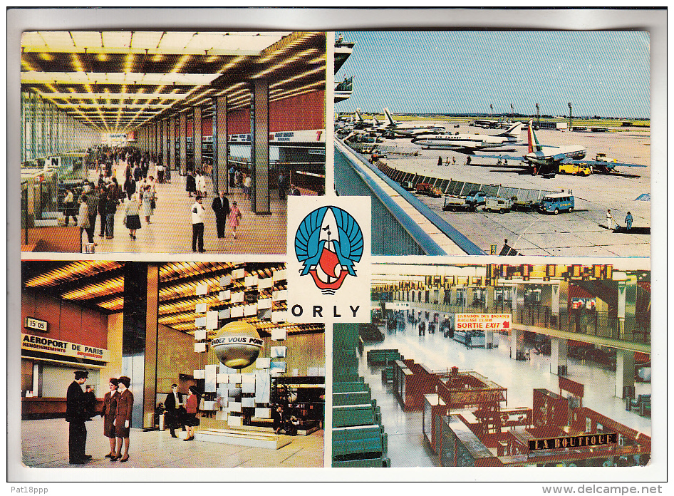 AERODROME - AEROPORT DE PARIS ORLY Airport : Multivues Hall Aire Stationnement Galerie Marchande - Jolie CPSM GF 1963 - - Aerodrome