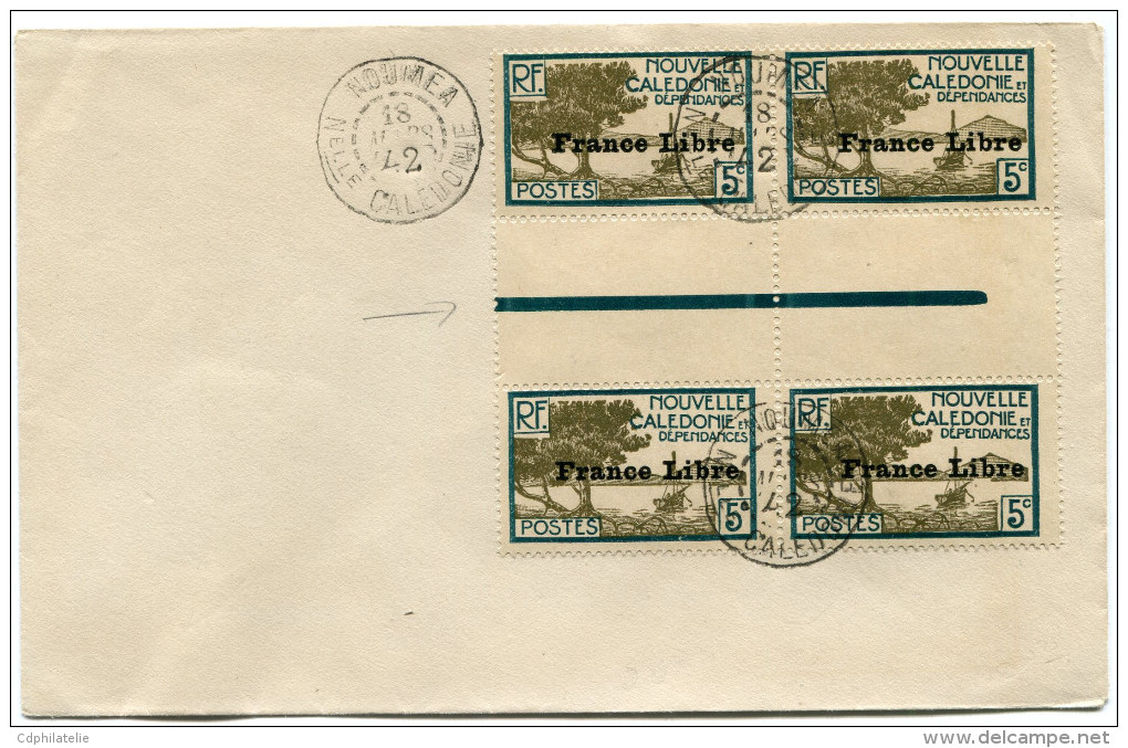 NOUVELLE-CALEDONIE FRANCE LIBRE LETTRE OBLITERATION  NOUMEA 18 MARS 42 - Storia Postale