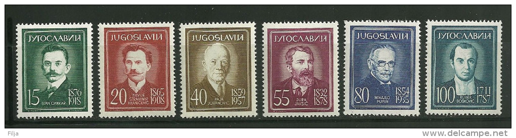 Yugoslavia Famous People Michel Cat. 935 - 940  Year 1960 MNH - Neufs