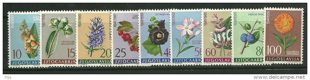 Yugoslavia Flowers  Michel Cat. 943 - 951  Year 1961 MNH - Nuevos