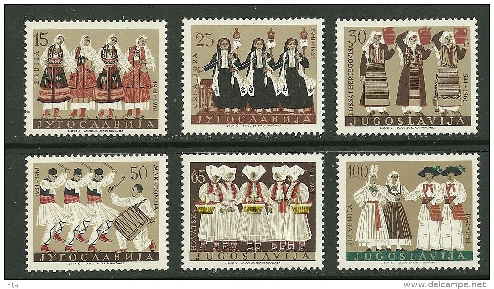 Yugoslavia Regional Costumey Michel Cat. 964 - 969  Year 1961 MNH - Nuovi