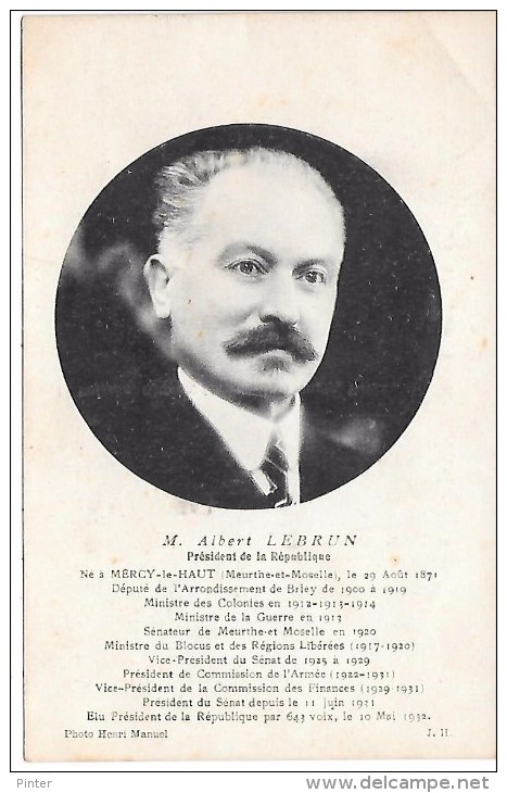 ALBERT LEBRUN - Président De La République Française - Figuren