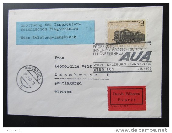 BRIEF Wien - Salzburg - Innsbruck 1963 /// T1433 - Primeros Vuelos