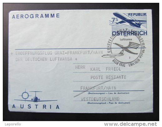 AEROGRAMM Graz - Frankfurt 1978  /// T1446 - Erst- U. Sonderflugbriefe