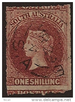SOUTH AUSTRALIA 1860 1s Lake-brown QV SG42 U LL174 - Used Stamps