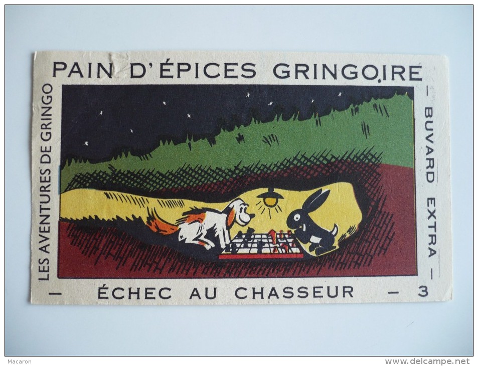 Série De 3 BUVARDS GRINGOIRE Pains D'Epices ECHEC Au CHASSEUR N°1, 2 Et 3. Les AVENTURES De GRINGO. Années 50. TBEtat - Pain D'épices