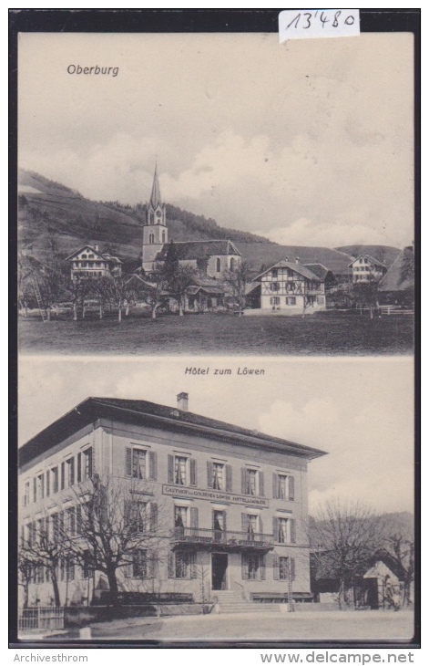 Oberburg B. Burgdorf - 2 Ansichten : Zentrum (Kirche Und Nachbarhauses) + Hotel Zum Löwen (13´480) - Oberburg