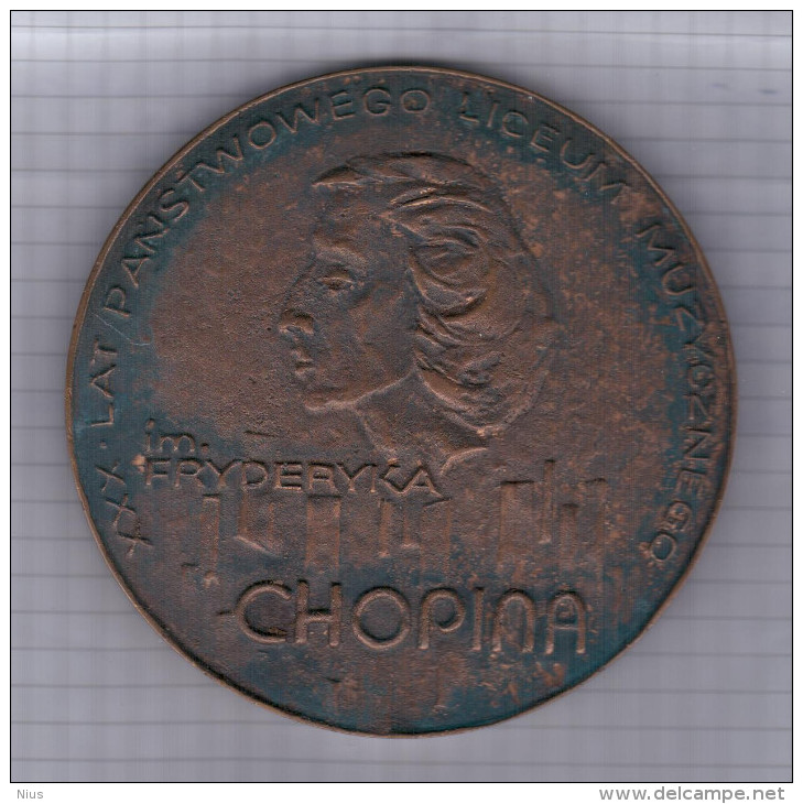 Poland Music Musique Composer Compositeur Chopin 1976 Medal Medaille, 30 Years Of A State High School Musical Krakow - Non Classés