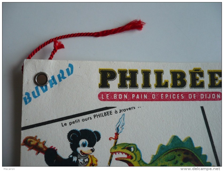 Rare ETIQUETTE BUVARD PHILBEE FONDANTS. Images De Petit OURS. Avec Un Oeillet Et Une Cordelette. Années 50. TBEtat - Honigkuchen-Lebkuchen