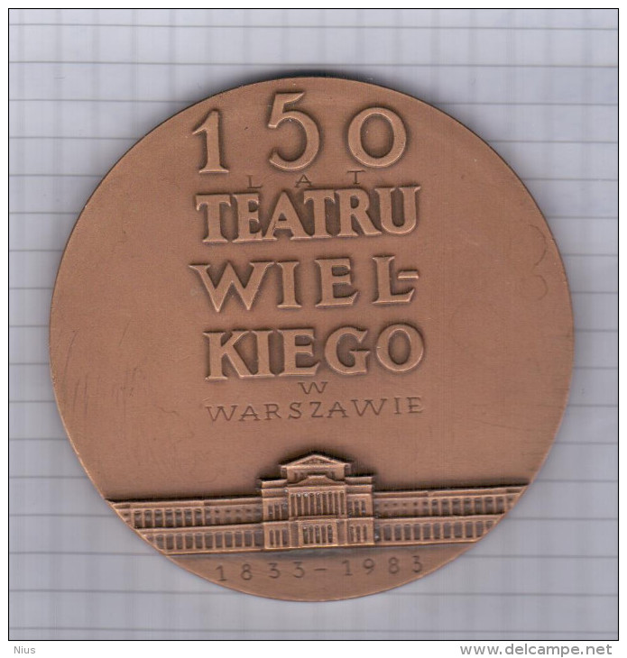 Poland Music Musique 1983 Medal Medaille, 150th Anniv Of Warszawa Opera Theatre Theater - Unclassified