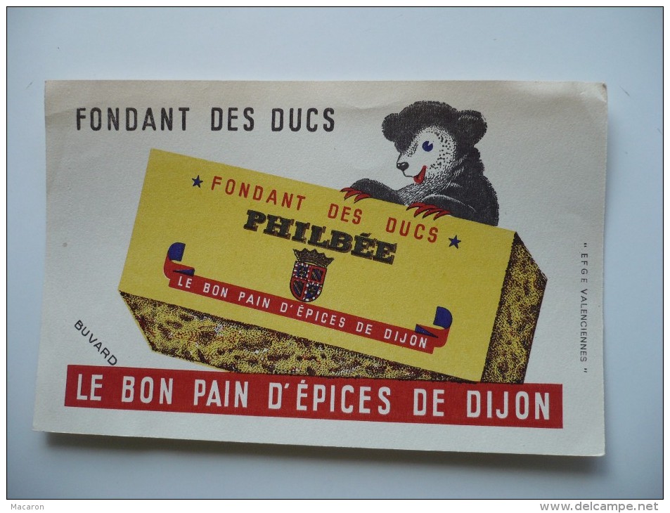 BUVARD PHILBEE FONDANT Des DUCS. Petit OURS Et Paquet De Pain D'Epices. Années 50. Très Bon Etat - Pain D'épices