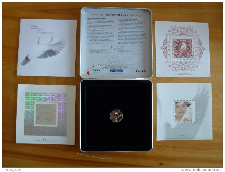 Canada Millenium Keepsake #1812-14 MNH Hologram & Dove Souv Sheets + Token Coin - Canada Post Year Sets/merchandise