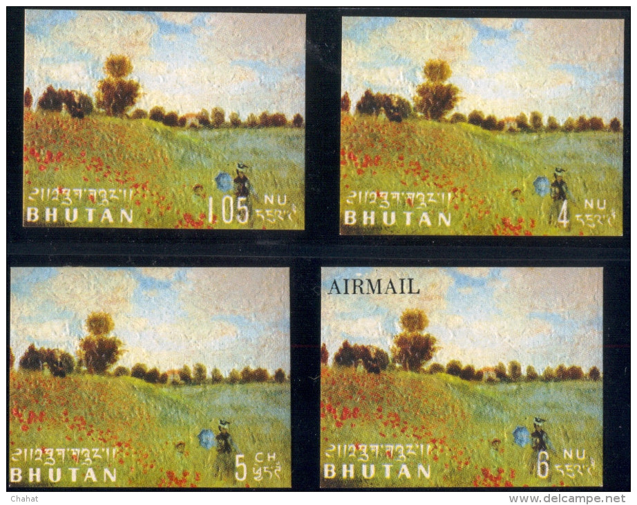 BHUTAN-ART-PAINTINGS-EMBOSSED COMPOSITE IMPERF MS WITH STAMPS-SET-MNH-BMS-28