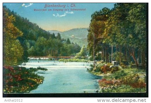 Litho Blankenburg Th. Wasserfall Am Eingang Ins Schwarzatal 23.8.1912 - Bad Blankenburg