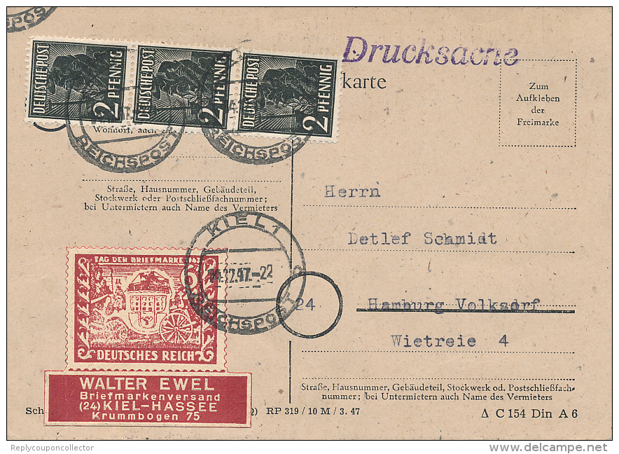 KIEL - 1947 , Postkarte , Drucksache  -   H206 - Other & Unclassified