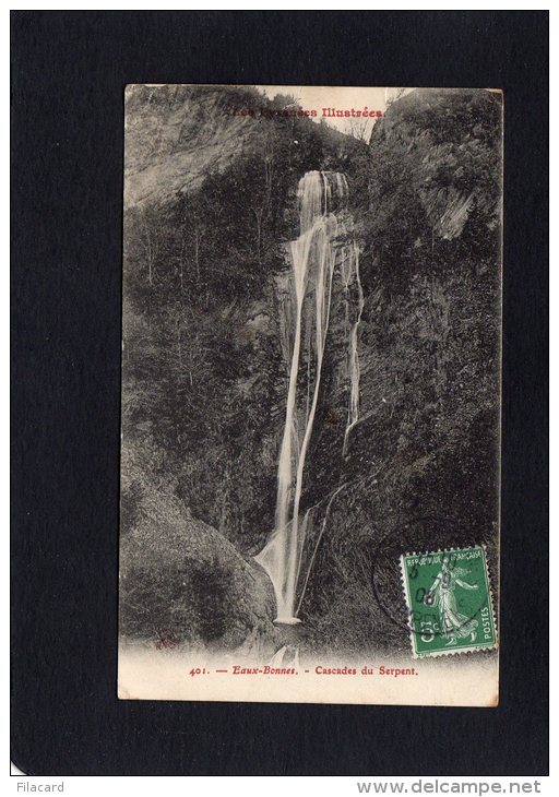 53599    Francia,   Eaux-Bonnes,  Cascades Du Serpent,  VG  1908 - Eaux Bonnes