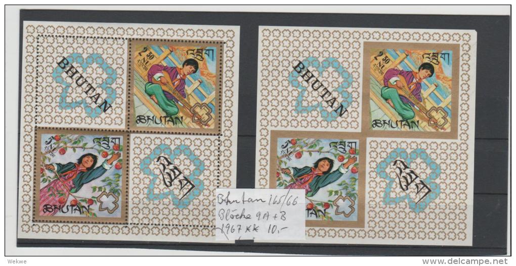 Bhutan Mi.Nr. 165-66/ Blöcke 9A + B 1967 ** - Bhutan