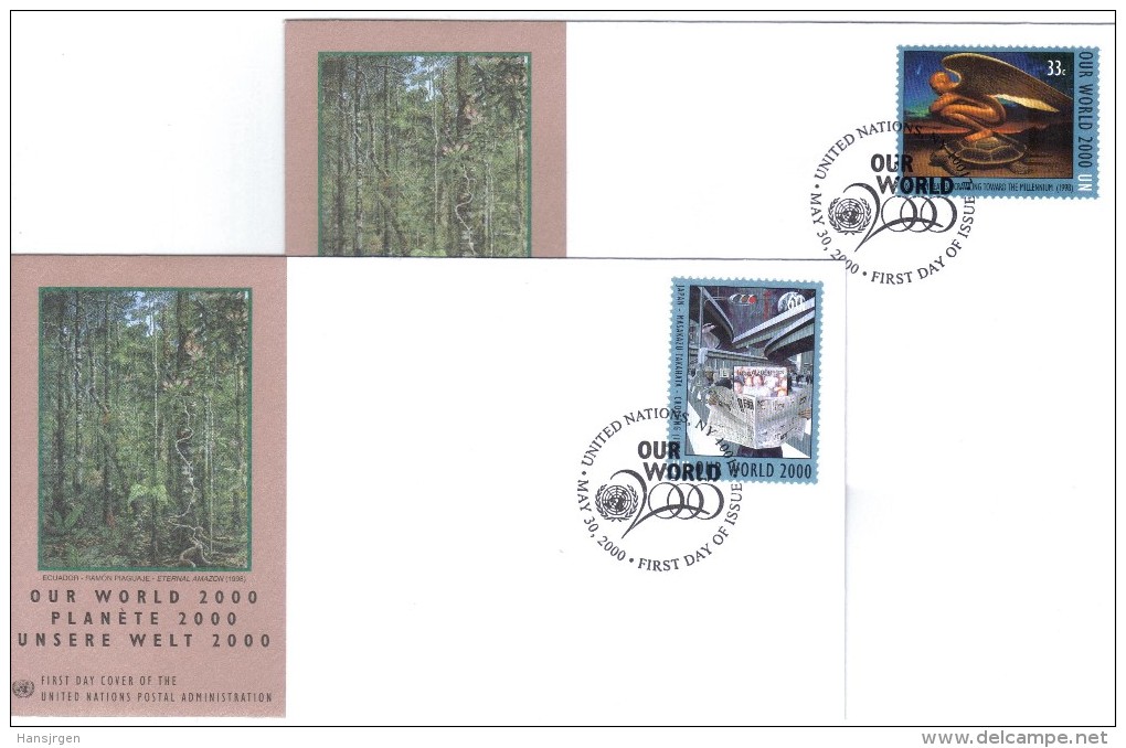 XIO45 FDC UNO NEW YORK  2000 MICHL 835/36  FIRST DAY COVER 2 STÜCK - FDC