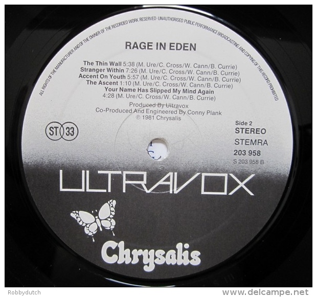 * LP *  ULTRAVOX - RAGE IN EDEN (Holland 1981 EX-!!!) - Disco, Pop