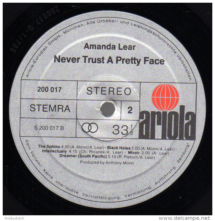 * LP *  AMANDA LEAR - NEVER TRUST A PRETTY FACE (Germany 1979 EX-!!!) - Disco, Pop