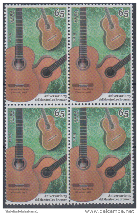 2014.91 CUBA 2014 MNH. FESTIVAL DE MUSICA LEO BROUWER. MUSIC FESTIVAL. GUITARRA. GUITARS.  BLOCK 4. - Unused Stamps