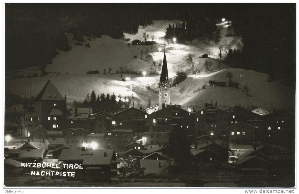 Alte AK Kufstein Tirol Im Winter, Nachtpiste Beleuchtet - Kufstein