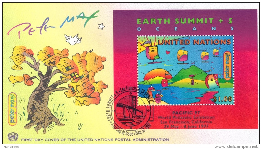 XIO27  FDC UNO NEW YORK  1997 MICHL BLOCK 14 I  FIRST DAY COVER 1 STÜCK - FDC