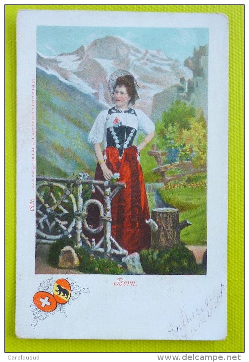 CPA Lot 4x Photo Litho PRECURSEUR Femme Couple Folklore ALLEMAGNE Bern Bernois Bernerin Voyagé Voir Photos - Verzamelingen & Kavels