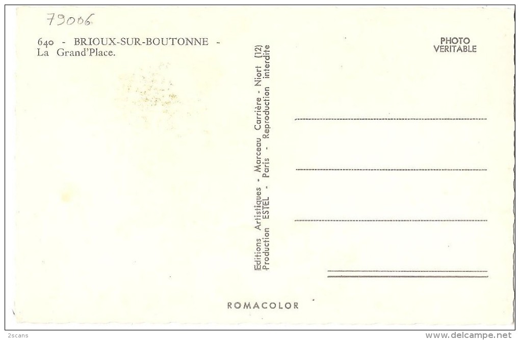 Dépt 79 - BRIOUX-SUR-BOUTONNE - La Grand-Place - (CPSM 8,9 X 14 Cm) - Brioux Sur Boutonne