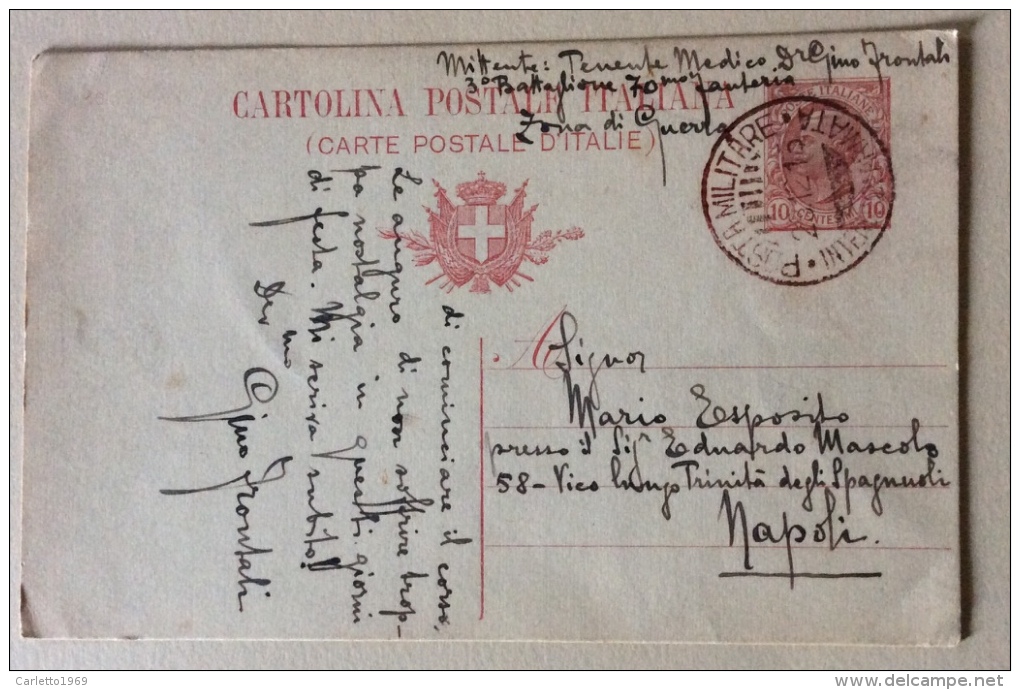 Cartolina Postale Italiana 1915 Timbro Posta Militare Uff. Interno II Armata - Postal Services