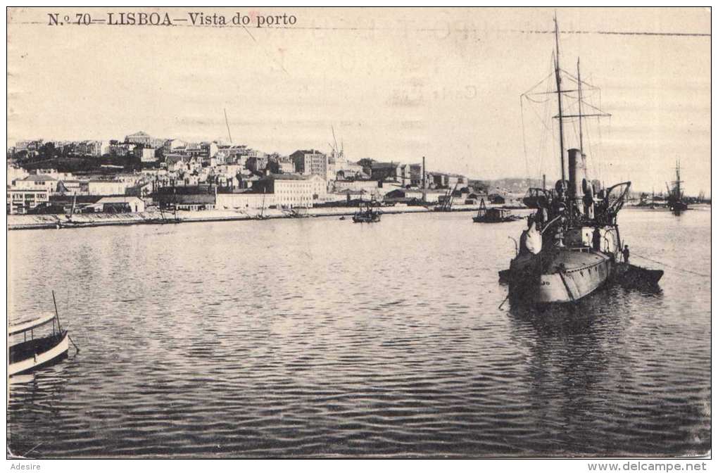 LISBOA Vista Do Porto 1915 Gelaufen Nach Wien - Lisboa