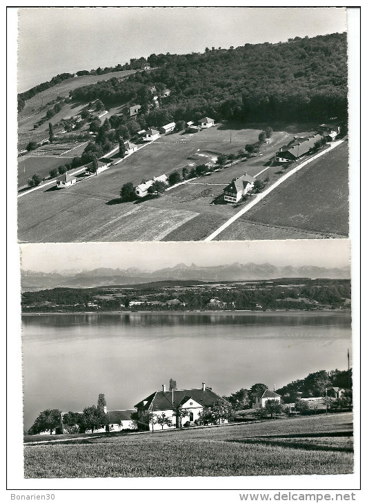 2 CPSM SUISSE VAUMARCUS VUE AERIENNE DU CAMP RIVES SUD DU LAC - Vaumarcus