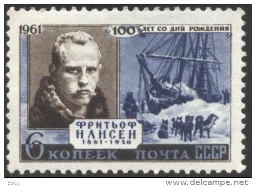 Mint Stamp Fridtjof Nansen Ship 1961 From USSR - Polar Explorers & Famous People