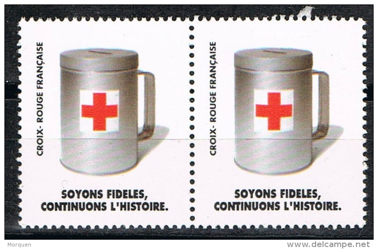 2 Viñetas  Croix Rouge Française. CRUZ ROJA. Soyons Fidels ** - Red Cross