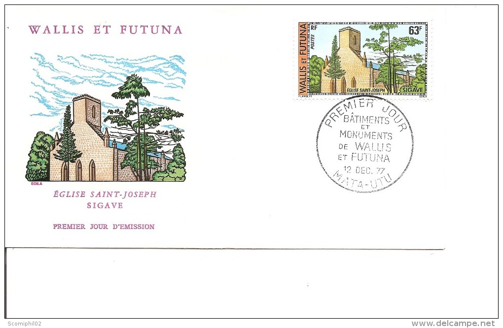 Wallis Et Futuna -Eglise De Saint-Joseph ( FDC De 1977 à Voir) - Usati