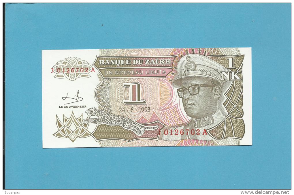 ZAIRE - 1 NOUVEAU LIKUTA - 24/06/1993 - Pick 47 - Sign. 9  - UNC. - Mobutu - 2 Scans - Zaire