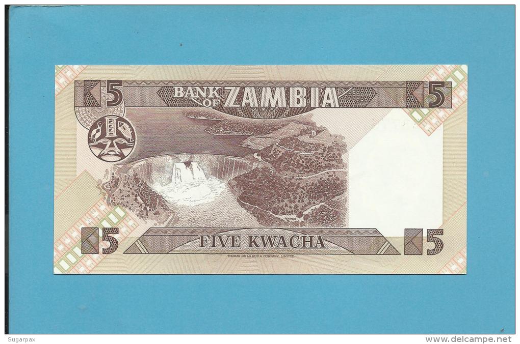 ZAMBIA - 5 KWACHA - ND ( 1984 - 88 ) - Pick 25.c - Sign. 6 - UNC. - President K. KAUNDA - 2 Scans - Zambia