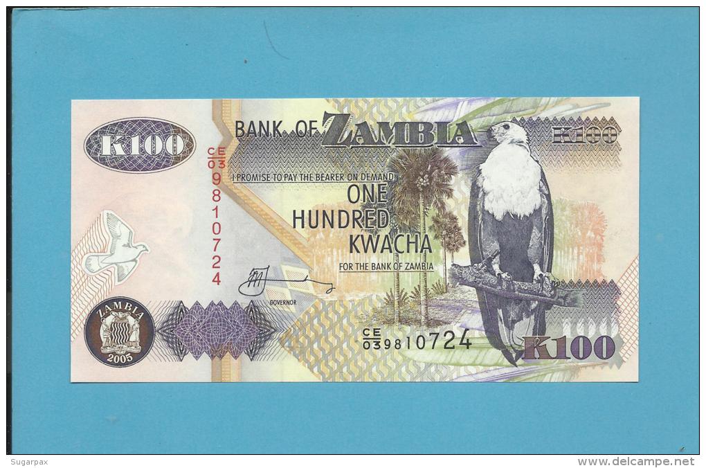 ZAMBIA - 100 KWACHA - 2005 - P 38.e - Sign. 12 - UNC. - Fish Eagle - 2 Scans - Zambia