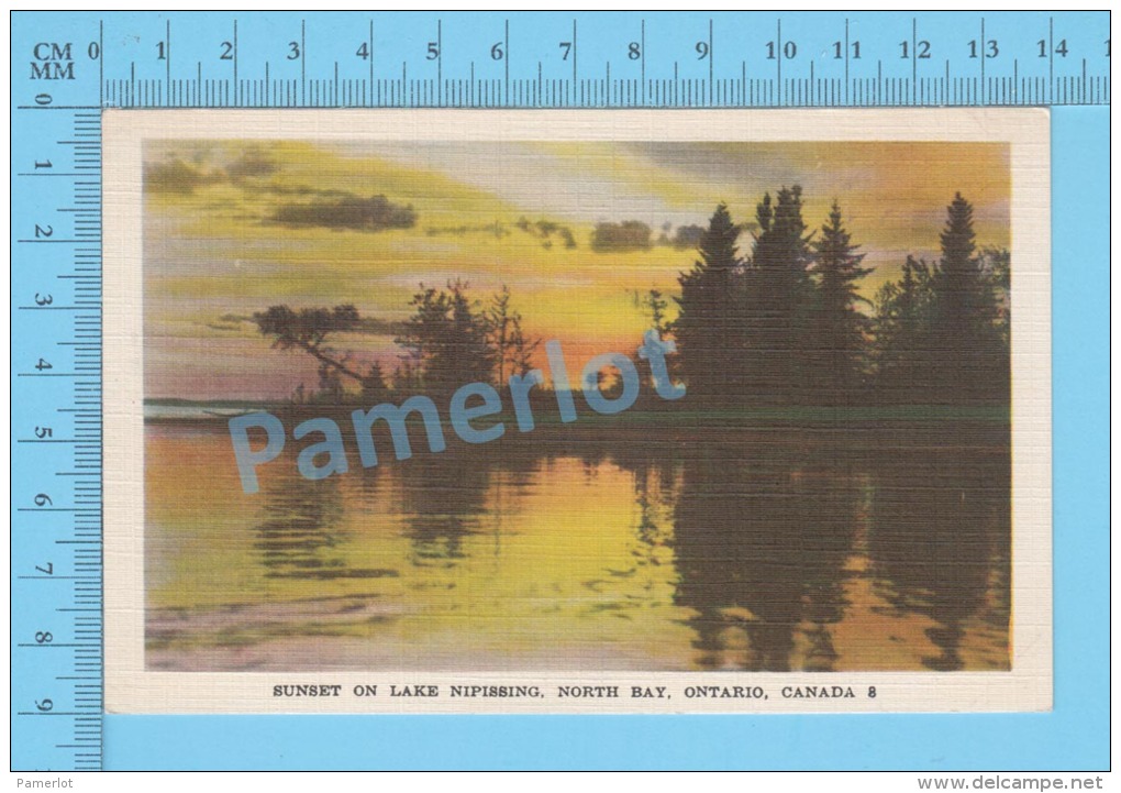 North Bay Ont.( Sunset On The Nipissing , KROM-O-GRAPH Postal ) CPSM 2 Scans - North Bay