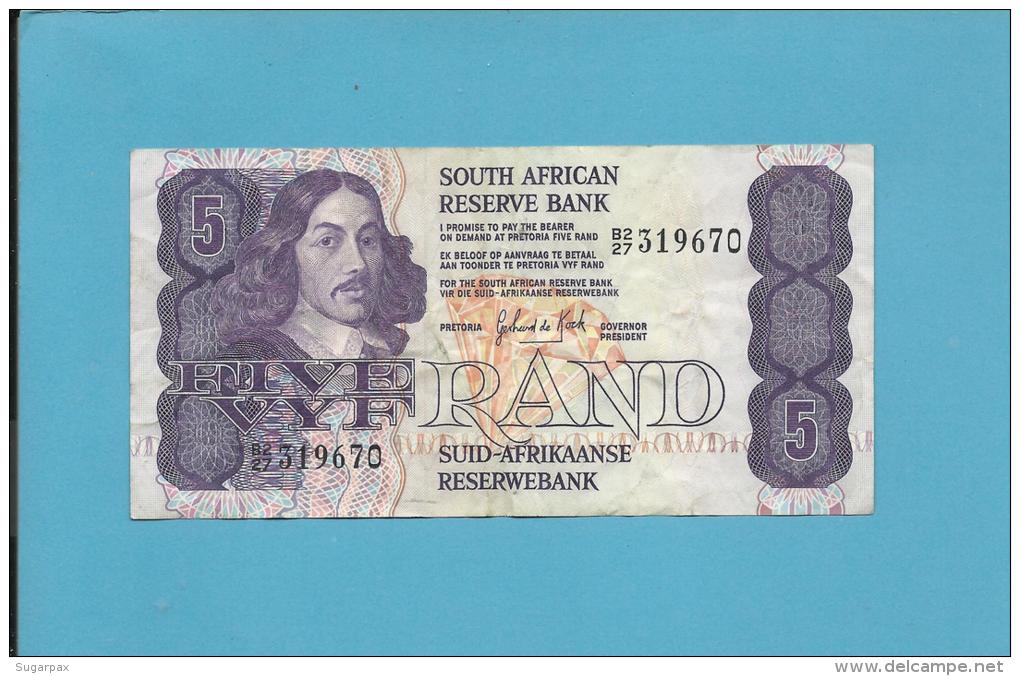 South Africa - 5 RAND - ( 1981 - 89 ) - Pick 119.c - Sign. 6 - Watermark: Jan Van Riebeek - 2 Scans - Südafrika