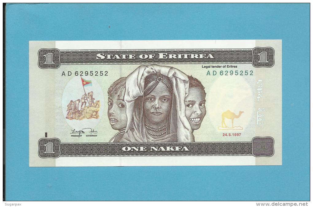 ERITREA - 1 NAKFA - 24.05.1997 - Pick 1 - UNC. - Watermark: Camel's Head - 2 Scans - Erythrée