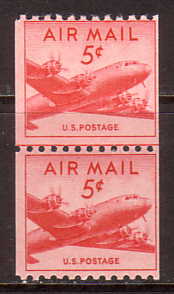 U.S. Air Mail C37 ** COIL  LINE PAIR - 2b. 1941-1960 Unused