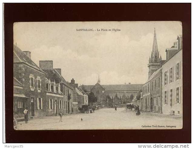 22 Lanvallec Lanvellec La Place &amp; L'église édit. Tirel Hamon Animée - Lanvellec