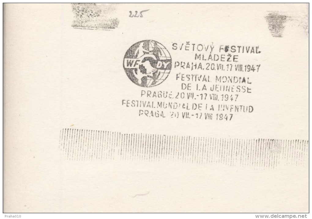 J1033 - Czechoslovakia (1945-79) Control Imprint Stamp Machine (R!): World Youth Festival In Prague (CZ / FR / E) - Proofs & Reprints