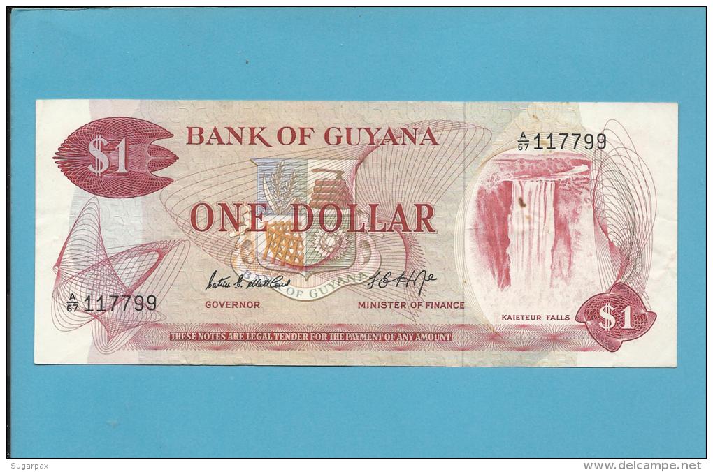 GUYANA - 1 DOLLAR - ND ( 1966-83 ) Sign. 5 - Pick 21.d - 2 Scans - Guyana