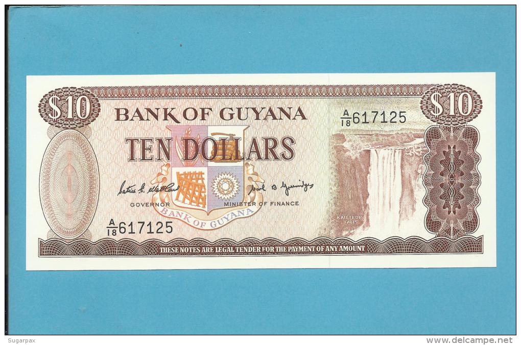 GUYANA - 10 DOLLARS - ND ( 1989 ) Sign. 7 - Pick 23.d - UNC. - 2 Scans - Guyana